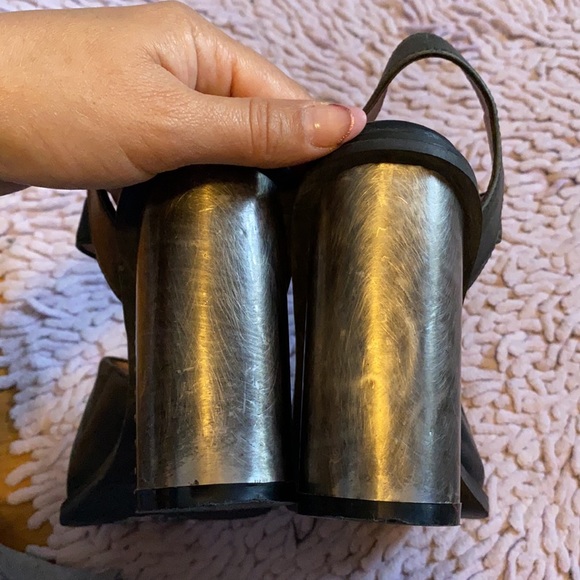 Jeffery Campbell Bonshe Chunky Heel Leather Mary Jane Pumps Black - Picture 4 of 5